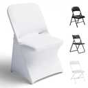 Blxsif Spandex Folding Chair Covers - 100PCS Outdoor Wedding Chair Cover Stretchy Slipcovers for Birthday Party Banquet Event(White) (White Folding Chair) (15.7"D x 18.5"W x 30.17"H)
