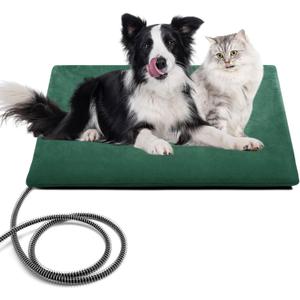 PETNF Outdoor Pet Heating Pad for Cats & Dogs, 100.4-107.6F Auto Temp Control, Waterproof Fireproof, for Cat House/Dog Kennel/Carport, Fits Domestic & Stray Pets (Green 15.7"X27.6")
