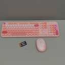 Wireless Keyboard Mouse,104 Full Size Cute Colorful Keyboard and Mouse with Retro Typewriter for PC/Mac/Laptop/Tablet/Computer/Windows/Microsoft, Pink