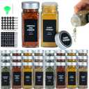 36 Glass Storage Jars- Spice Jars with Label-4oz Spice Containers with Shaker LidsSilvery Lids,3 Sets of Spice Labels for Spice Rack, (36)
