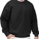 THE GYM PEOPLE Men's Fleece Crewneck Sweatshirt Thick Loose fit Soft Basic Pullover Sweatshirt (Large, Black)