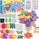 Zefy Poke Art Flower Bouquet, Mess-Free Arts and Crafts for Kids, Creative DIY Activities with 8 Colors 10 Flowers & 2 Butterflies, Birthday Valentine Gifts for Girls Craft Kits 4-12