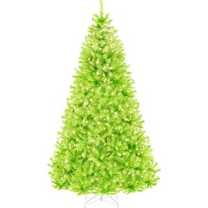 Best Choice Products 6ft Pre-Lit Lime Green Christmas Tree, Full Artificial Holiday Decoration w/ 947 Branch Tips, 250 Lights, Foldable Base
