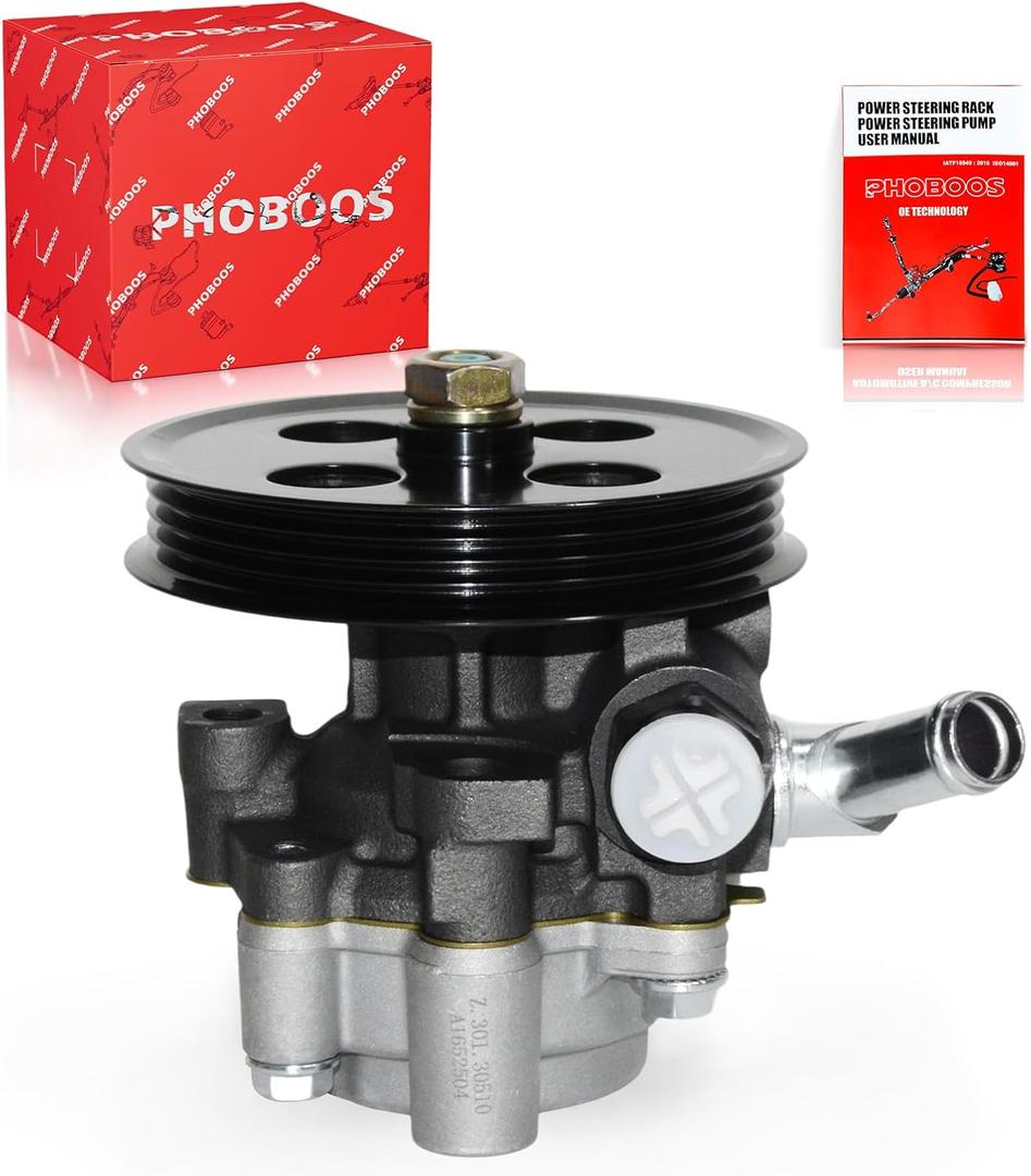 PHOBOOS Power Steering Pump Compatible with Toyota Sienna 2004-2006 V6 3.3L, with Outlet & Pulley, Smooth Steering, Low Noise, High Durability, Ref. 21-5362