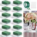 12 Pcs 6 Inch Clear Plastic Floral Foam Bowl with 12 Pcs Flower Foam for Flower Arrangements 2 Roll 32.8 yd Floral Tape 30 Gram White Adhesive for Tall Vases Centerpiece Table Party Wedding Decor