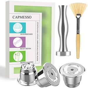 CAPMESSO Reusable Coffee Capsules Refillable Originalline Pod Stainless Steel Compatible with Nespresso OriginalLine Machines (Upgraded Creamy Version- 3 pod set)