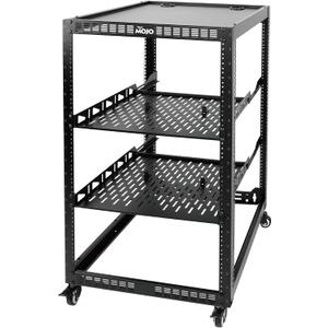 TECMOJO 20U Open Frame Network Rack for IT & AV Gear, 4-Post With Casters, Mobile With 2 PCS 1U Server Shelf & Mounting Hardware, for 19" Network, Audio and Video Device