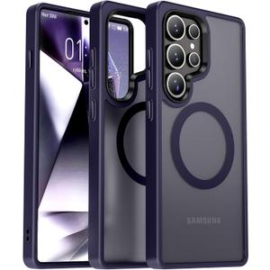 Oterkin Magnetic for Samsung Galaxy S25 Ultra Case Matte [Compatible with MagSafe][Frosted Translucent][Military Grade Protection][Shockproof Anti-Scratch] Slim S25 Ultra Phone Case (Dark Purple)