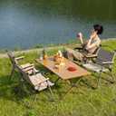 Whitsunday Folding Camping Table Aluminum Portable Roll-Up Picnic Table Wood Grain 45.6 * 23.6 * 17.3