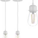 2 Pack Vintage Pendant Light Kit, Farmhouse E27 Base Industrial Lamp Lantern Socket Canopy Kit Cord Holder, DIY Hanging Light Ceiling Lighting Fixture for Kitchen Island Corridor Bar Cafe
