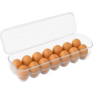 Egg Holder for Refrigerator with Lid  Clear Plastic Egg Storage Container for 14 Eggs, Stackable Fridge Organizer Tray for Fresh Egg Storage, BPA-Free Bin