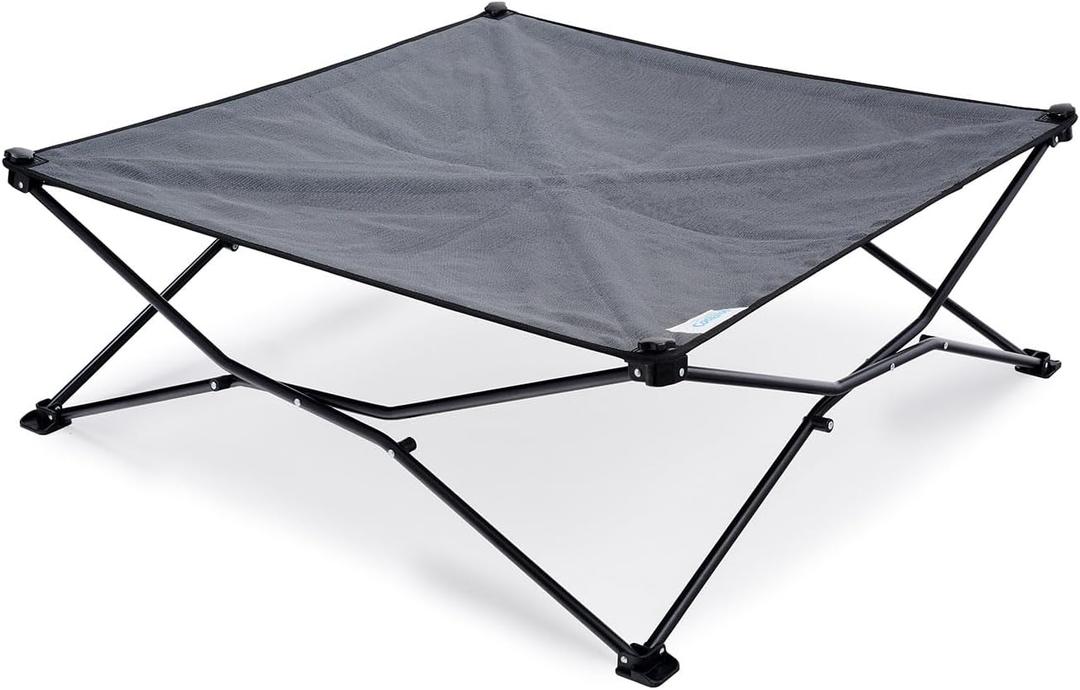 Coolaroo On-The-Go Elevated Dog Bed - Foldable Pop-Up Travel Dog Bed with Breathable, Moisture-Resistant Fabric, Carry Bag Included, Lightweight & Portable, Steel Gray, Extra Large