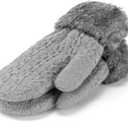 FGSS Toddlers Winter Thermal Knitted Mittens - Fleece Lined Warm Thicken Gloves with String for Boys Girls 1-4Yrs (Grey)