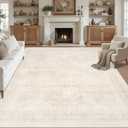 Area Rugs 9x12 Living Room: Vintage Boho Neutral Washable Rug Indoor Soft Large Area Rug Carpet for Bedroom Nursery Farmhouse Dining Room Office Floor Non-Slip Low Pile Under Table Rug Beige