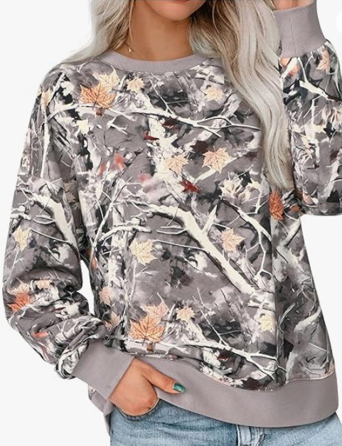PRETTYGARDEN Graphic Sweatshirts for Women Crewneck Floral Print Long Sleeve Pullover Y2K Tops 2026 Fall Casual Cute Clothes (Small, Gray Floral)
