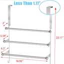 Over The Door Towel Rack,304 Stainless Steel Towel Rack with 2 Hooks, 3 Tier Towel Bar for Hanging Towels, Over Door Towel Storage Holder for Bathroom (Silver)
