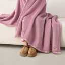 UGG Coco Plush Fleece Throw Blanket Soft & Cozy Blanket for Couch, Bed & Sofa, Perfect for Home Decor, House Warming Gifts or Luxurious Birthday Gifts for Women, 50" x 70", Pink Dusty Orchid