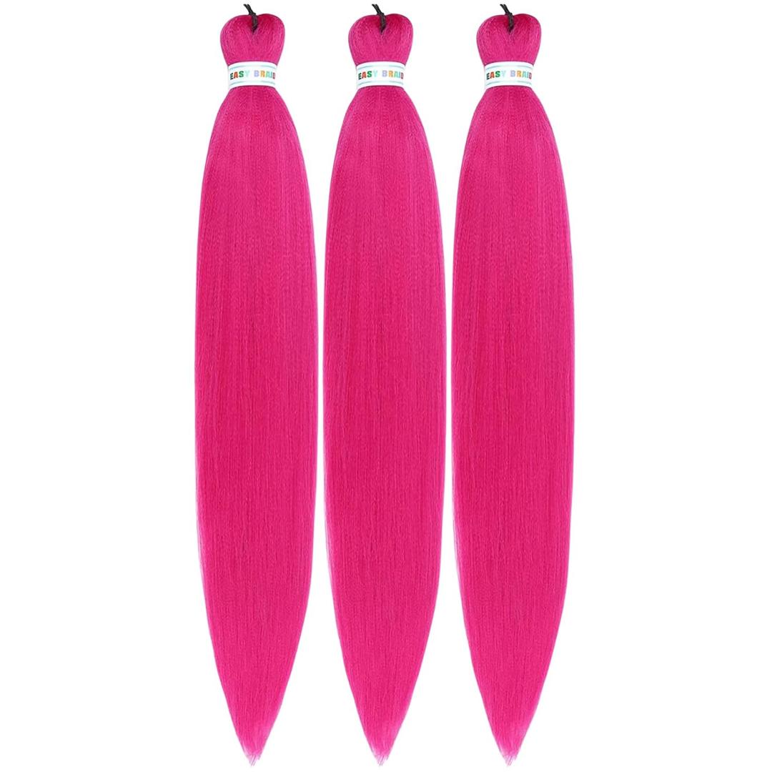 Magenta Pink Pre streched Braiding Hair Easy to Use Pre feathered Braiding Hair 30inch Braids Hair Extensions