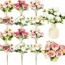 Jexine 12 Bundles Silk Artificial Peonies Flowers Faux Peony Bouquet Fake Peonies Artificial Flowers Bouquets for Vase Floral Arrangements Wedding Home Table Decoration (Colorful) (Multicolored)