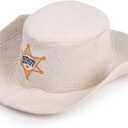 PetriStor Sauna Hat Sheriff - Sauna Hat for Men - Wool Sauna Hat - Sauna Hat for Women - Bathhouse hat - Natural Felt Sauna Cap (White)