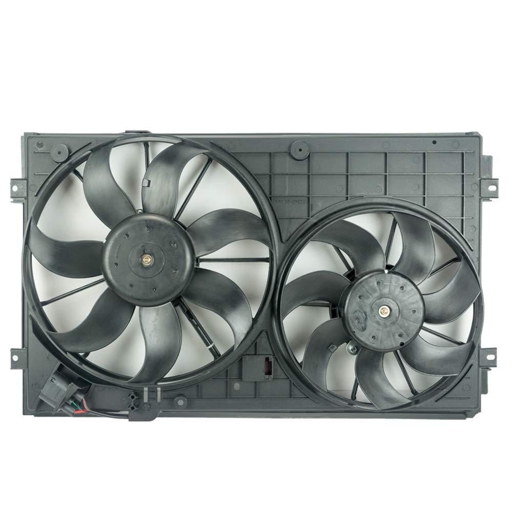 VW101 Replacement Dual Radiator & Condenser Cooling Fan Assembly for Volkswagen Jetta VW Rabbit Golf Beetle L5 2.5L