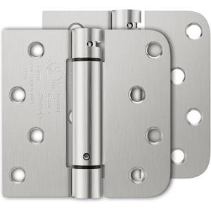 Luxbaro 2 Pack Self Closing Door Hinges, 4 Inch Spring Loaded Hinges with Square & 5/8'' Radius Corners, Adjustable Tension for Garage, Front Door, for Left and Right Hand Door, UL Listed