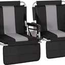 LET'S CAMP Folding Stadium Seat Bleacher Chair with Cup Holder, Mesh Bag and Hide Hooks, Portable Stadium Chair with Back and Cushion (Black Grey - 2 Pcs)