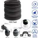 (1/2" Dia * 100 Feet) Yariwiz Black Special Extra Flexible Electrical Conduit Liquid Tight PVC Conduit Kit with 5 PCS Coupling, 5 PCS Elbow and 10 PCS Strap, Sealtight Seal Flex Liquidtight Wire