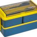 EKSMA Bento Lunch Box, 1400ml Leak-Proof Lunch Box for Adults, 4 Compartments BPA-Free with Spoon & Fork-Ideal for Office, Picnic, and Travel(Blue)