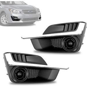 Fog Light Cover for Subaru Impreza 2015 2016 Accessories, Fog Lamps Bezel with Silver Trim Moulding Direct Replacement Fog Light Protectors Exterior Accessories, W/O Fog Light Hole