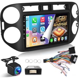 [4+64G] for VW Tiguan 2006-2016 Upgrade Radio, NHOPEEW 9 inch IPS Touchscreen Android 15 Stereo - Wireless Carplay and Android Auto, Custom Homepage, 5G/WiFi, DSP, GPS + Backup Camera