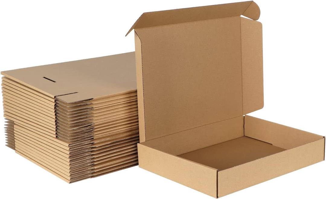 MEBRUDY 12x9x2 Inches Shipping Boxes Pack of 25, Small Corrugated Cardboard Box for Mailing Packing Literature Mailer (Brown)