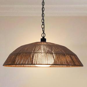 Farmhouse Chandelier 24" Handwoven Paper Rope Pendant Light Boho Ceiling Light