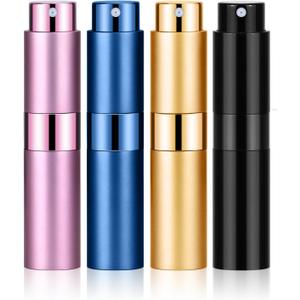 4PCS 8ML Refillable Perfume Atomizer Travel, Portable Mini Pocket Perfume Atomizer Bottle Spray for Women Mens Small Mister Spray Bottle for Travel Accessories