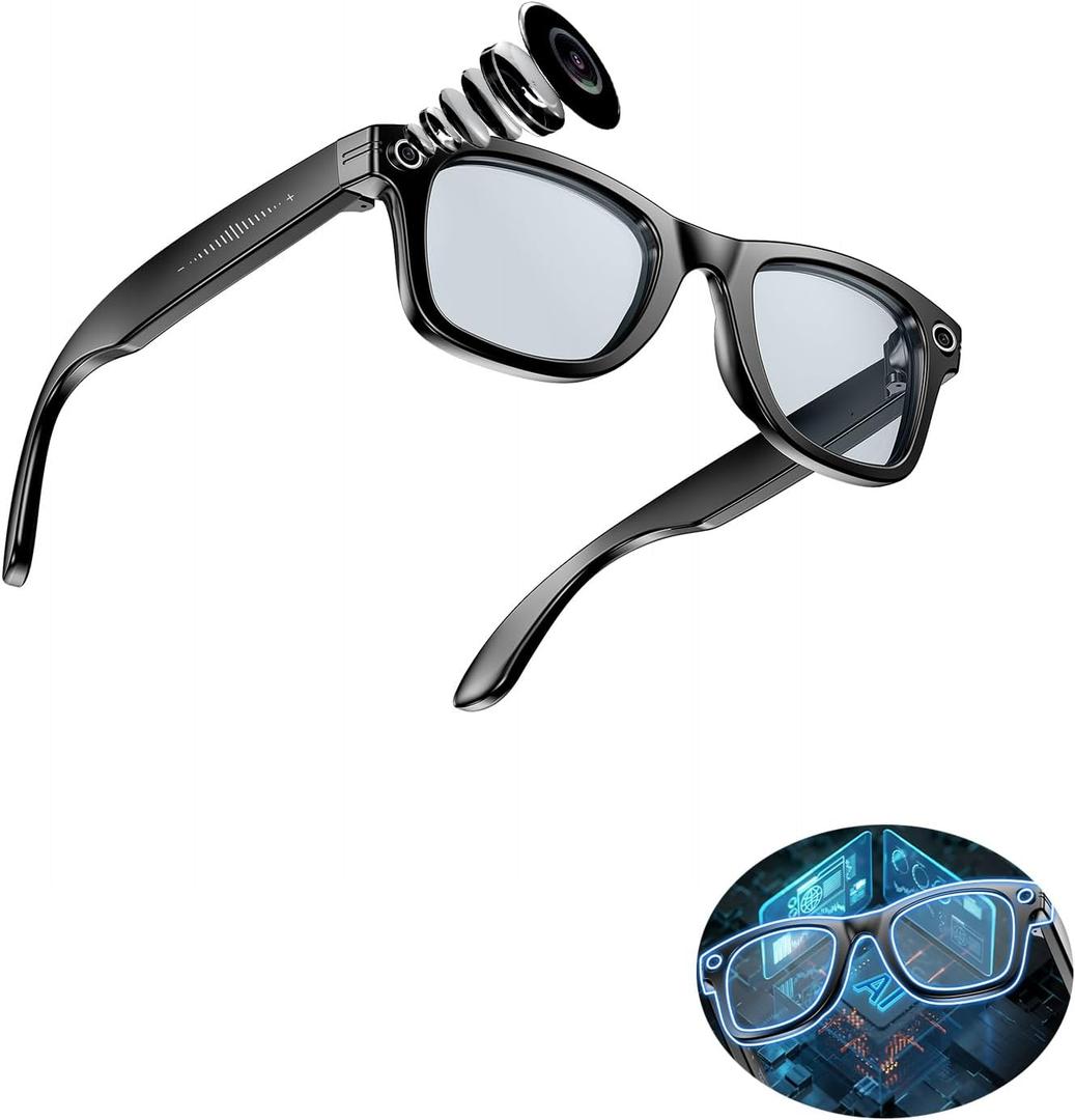 AI Smart Glasses with Camera, 8MP HD AI Smart Glasses, 1920P Video Recording Glasses with Voice Assistant,Real Time Translation, Voice Assistant, Open-Ear Audio for Travel, Meetings & Vlogging