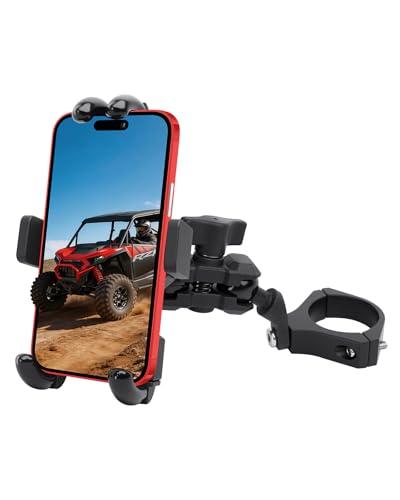 MOMI RAC GP UTV Phone Mount Heavy Duty, Aluminum SXS Phone Holder 360° Adjustable for 1.75"-2" UTV Round Bar, Fit RZR Ranger Maverick x3 Talon Pioneer Mule for 4 to 7.2 Inch Cell Phone