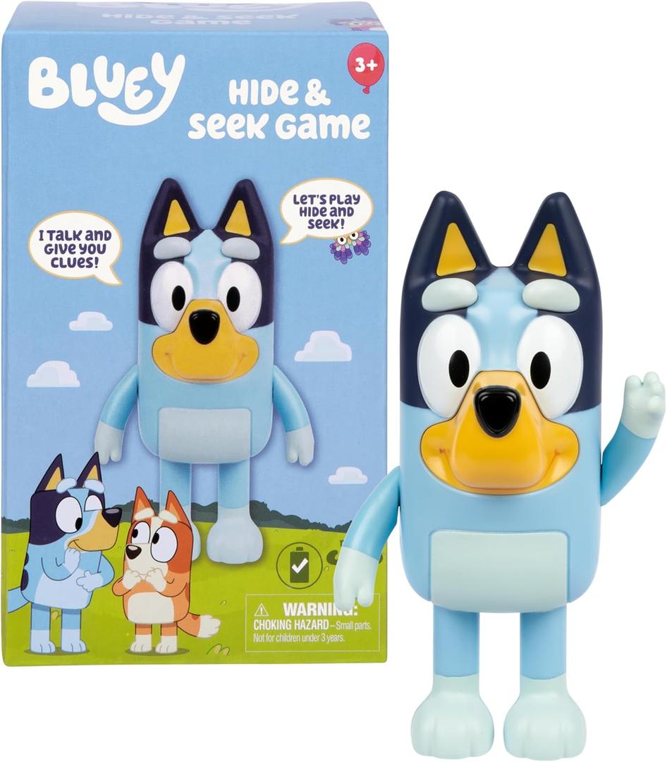 Bluey Game Hide and Seek Figure, Articulated, Musical Kids Figurines with Dance Mode, Interactive Play Toddler Figurine Toys for Ages 3+
