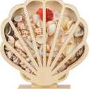CroBlissful Wooden Seashell Display Case with Acrylic Window, Seashell Display Box Decorative Shadow Box for Sea Glass Agates Shark Teeth Starfish Trinket, Room and Bedroom Decor