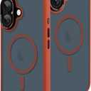AIGOMARA Magnetic for iPhone 17 Case, [Compatible with Magsafe] [Full Camera Protection] Slim Shockproof Translucent Matte Protective Case for iPhone 17 6.3 Inch, Orange