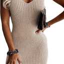 Sidefeel Womens 2026 Summer V Neck Ribbed Knit Sleeveless Tank Dresses Sexy Bodycon Club Night Out Dresses XS
