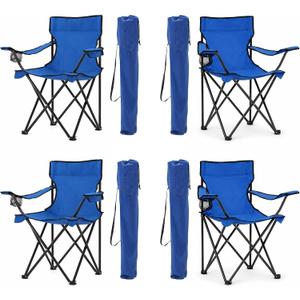 4-Pack Folding Camping Chairs, Portable for Beach & Lawn (Blue)