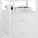 OLIXIS Nightstand with Charging Station, Bedside Table with USB Ports & Type-C, 2 Fabric Drawers Night Stand with Open Shelf, Compact End Table for Bedroom, White