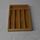 Expandable Bamboo Kitchen Drawer Organizer for Cutlery and Utensils, Adjustable Bamboo Wood Cutlery Tray in Drawer for Flatware and Silverware in Kitchen, (Natural) (7 Slots Expandable)