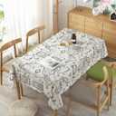 World Map Tablecloth,Cotton Linen Fabric Map Table Cover with 86.6x55.1inch,Washable Rectangle World Map Printing Table Cloth for Kitchen Dinning Tabletop Home Decorations