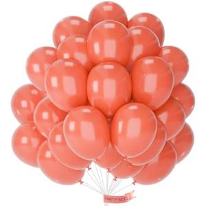 PartyWoo Coral Balloons 50pcs 12 Inch Coral Pink Light Red Latex Helium Balloons for Graduation Wedding Anniversary Baby Shower Gender Reveal Birthday Summer Themed Party Decorations Red-Y22