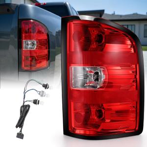 Tail Lights Assembly for Chevy Silverado 1500 2500HD 3500HD 2007-2013 Rear Brake Turn Signal Right Passenger Side Taillights with Bulbs and Harness, Replaces 25958483 25877455 GM2801207