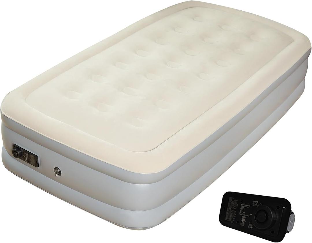 Twin Air Mattress with Built-in Pump, 2 Min Fast Inflation, 16" Raised Height, Supports up to 650 lbs, for Camping, Home Use, Guests, Portable Travel Single Air Mattress