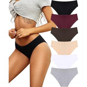 ALL OF SHE Womens Underwear Cotton Hipster Panties Breathable Sexy Cheeky Stretch Soft Ladies Bikini Underwear 6 Pack, Large