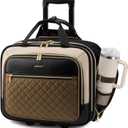 LOVEVOOK Rolling Laptop Bag Women, 17.3 Inch Laptop Briefcase with Wheels for Work Travel Business, Underseat Carry On Luggage Case,Khaki-Apricot
