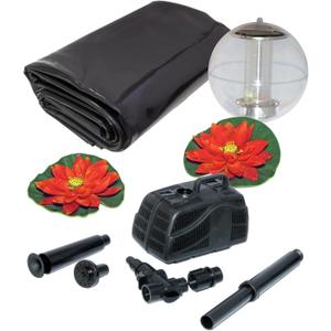 Koolatron Koolscapes 400 Gallon Pond Kit with Lighting, 400 Gallon with Sola, Black